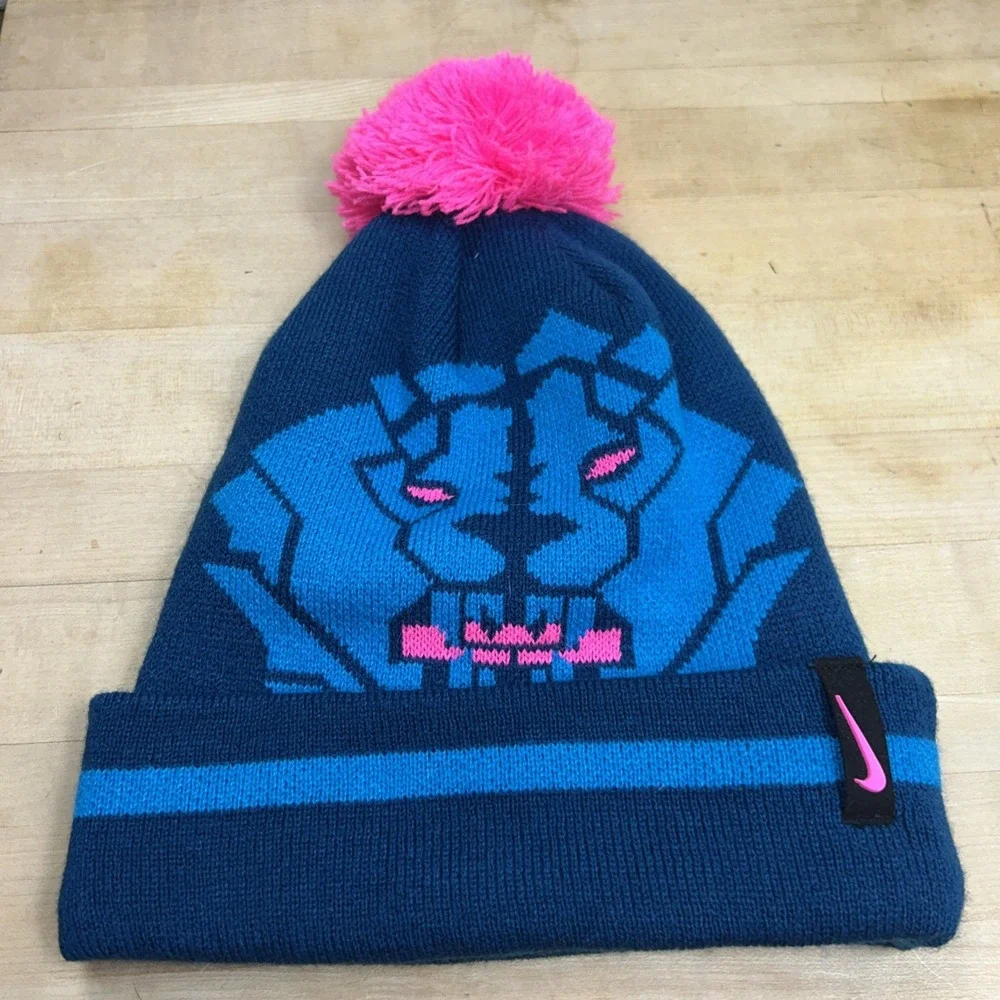 Nike Lebron‎ James King Lion Knit Cuff Beanie with Pom Pom Youth Boy's 8-20